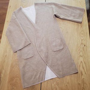 Cuyana Reversible Knitted Coat - Camel/Blush Pink - Small